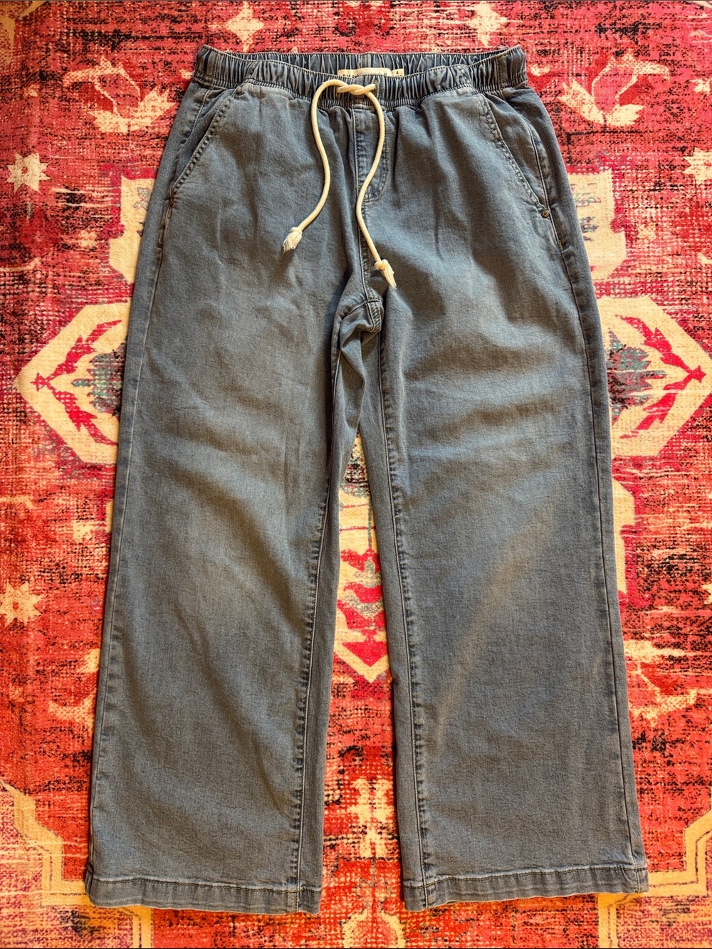 Rebecca Minkoff Light Blue Relaxed Drawstring Wideleg Jeans